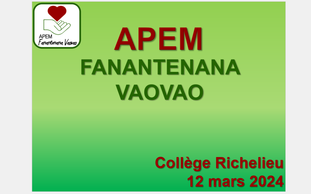 12 Mars 2024 Présentation de l’APEM au Collège Richelieu de la Roche sur Yon